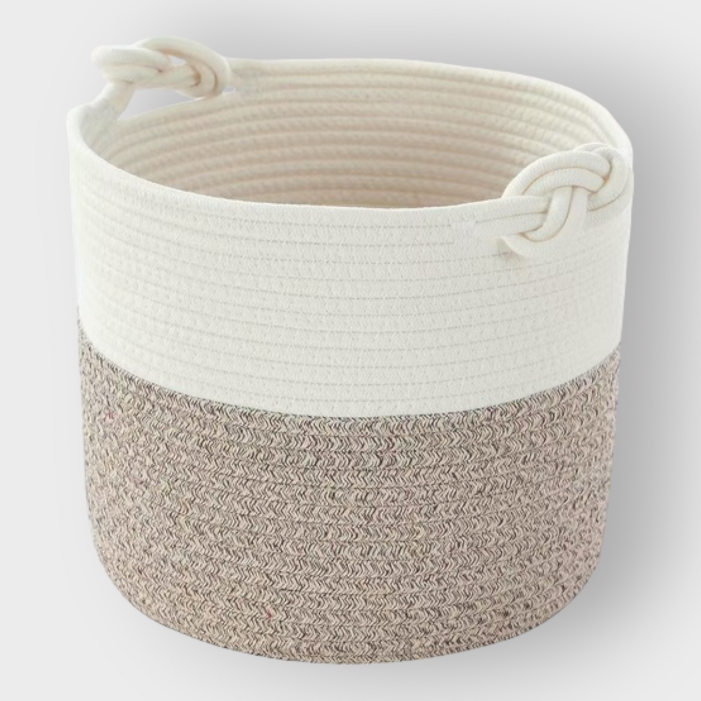 Canasta redonda blanco con beige